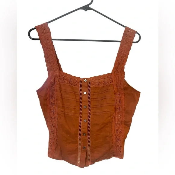 New! Free People Brown Maggie Lace Tank - Picture 4 of 9